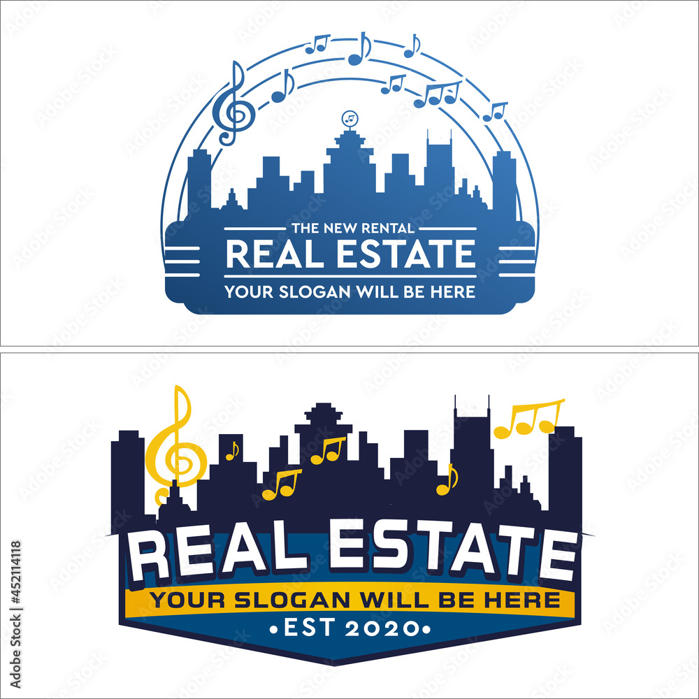 Real estate city urban studio music logo design 