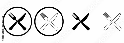 spoon and fork icon set vector sign symbol of restaurant