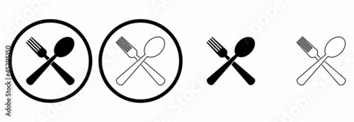 spoon and fork icon set vector sign symbol of restaurant