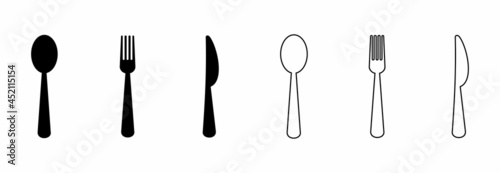 spoon and fork icon set vector sign symbol of restaurant