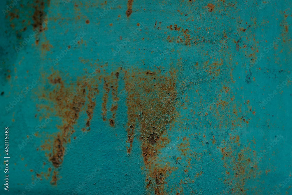 Fototapeta premium Painted in blue metal rusted background. Erosion metal. Metal rust texture.