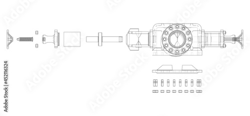 Blowout preventer. Vector rendering of 3d