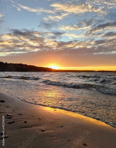 insanely beautiful orange sunset on the sea