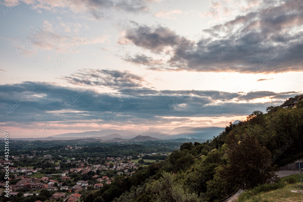 Stormy sunset in the italian countryside