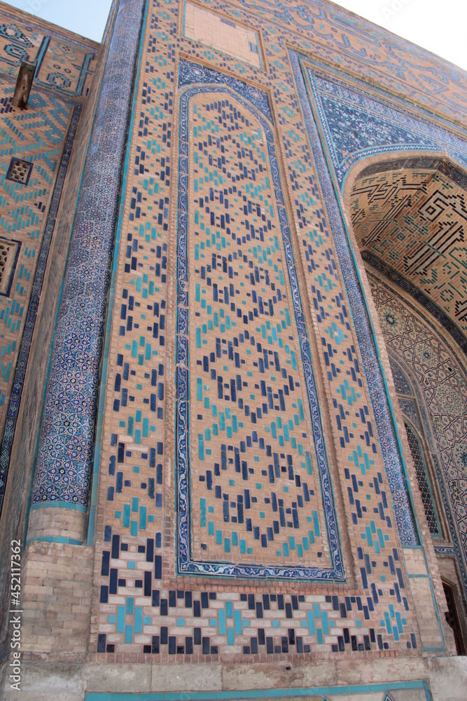 Photo of the back entrance to the mausoleum of Ahmed Yassavi in ​​Turkestan. Kazakhstan.
