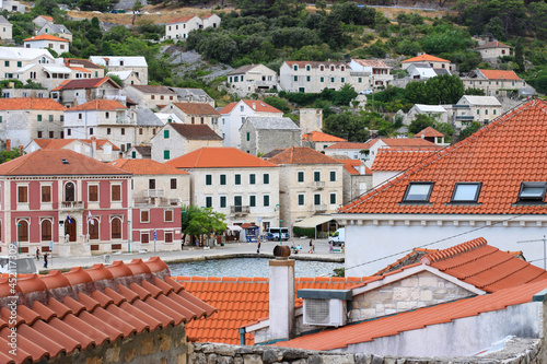The top view of Pucisca town in Brac island, Croatia