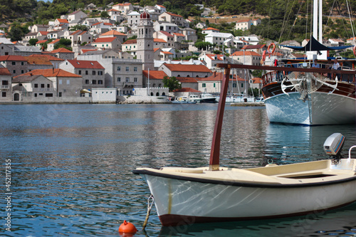 The boat in the pier of Pucisca town, Brac island, Croatia