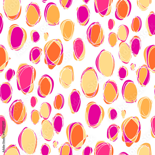 Seamless vector pattern with abstract modern doodles. Bright summer print. Trendy colorful background. Vintage geometric doodles. 
