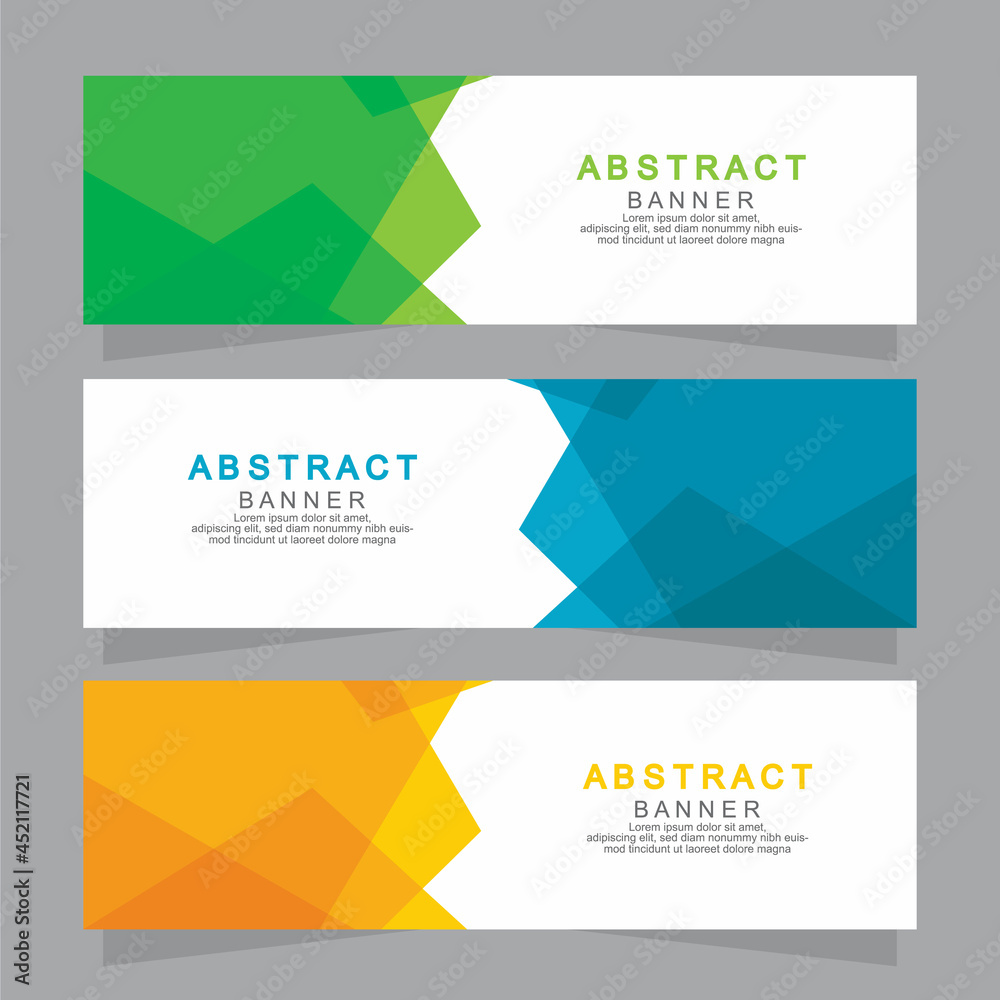 Naklejka premium Vector abstract design web banner template. Web Design Elements - Header Design. Abstract geometric web banner template on grey background.Modern banner.