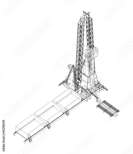 Oil rig. Orthography vector