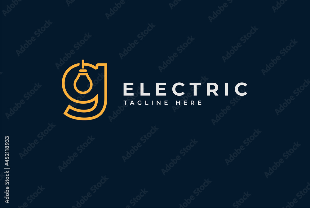 Electric Logo. abstract letter G with light bulb inside, electric design logo template, vector illustration Electric Logo. abstract letter G with light bulb inside, electric design logo template, vector illustration