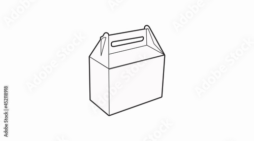 Take Away Box or Bag. Vector isolated black and white take away box illustration