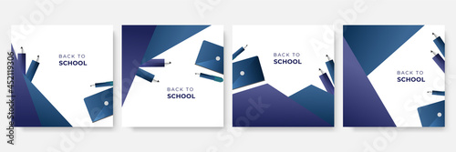 School admission social media post banner design. back to school social media post banner design set. Back to school admission promotion banner. school admission template for social media ad.
