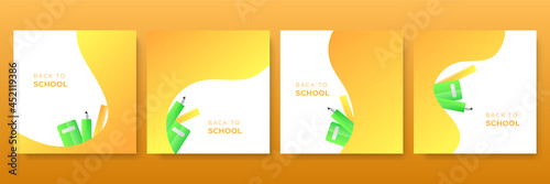 School admission social media post banner design. back to school social media post banner design set. Back to school admission promotion banner. school admission template for social media ad.
