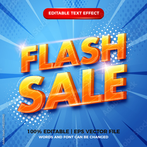 Flash sale 3d modern editable text effect template style on blue halftone background