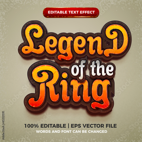 legend of the ring editable text effect cartoon comic game title style