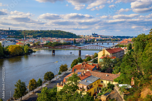 Prague Castle and Vltava river as seen from the Upper Castle