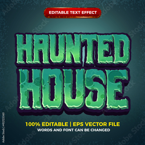 haunted house editable text effect cartoon comic game 3d style template