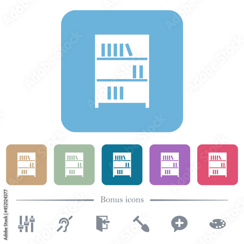 Wallpaper Mural Bookshelf with books solid flat icons on color rounded square backgrounds Torontodigital.ca