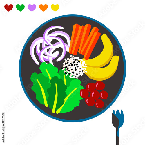 color vegetable salad diet food vector illustration