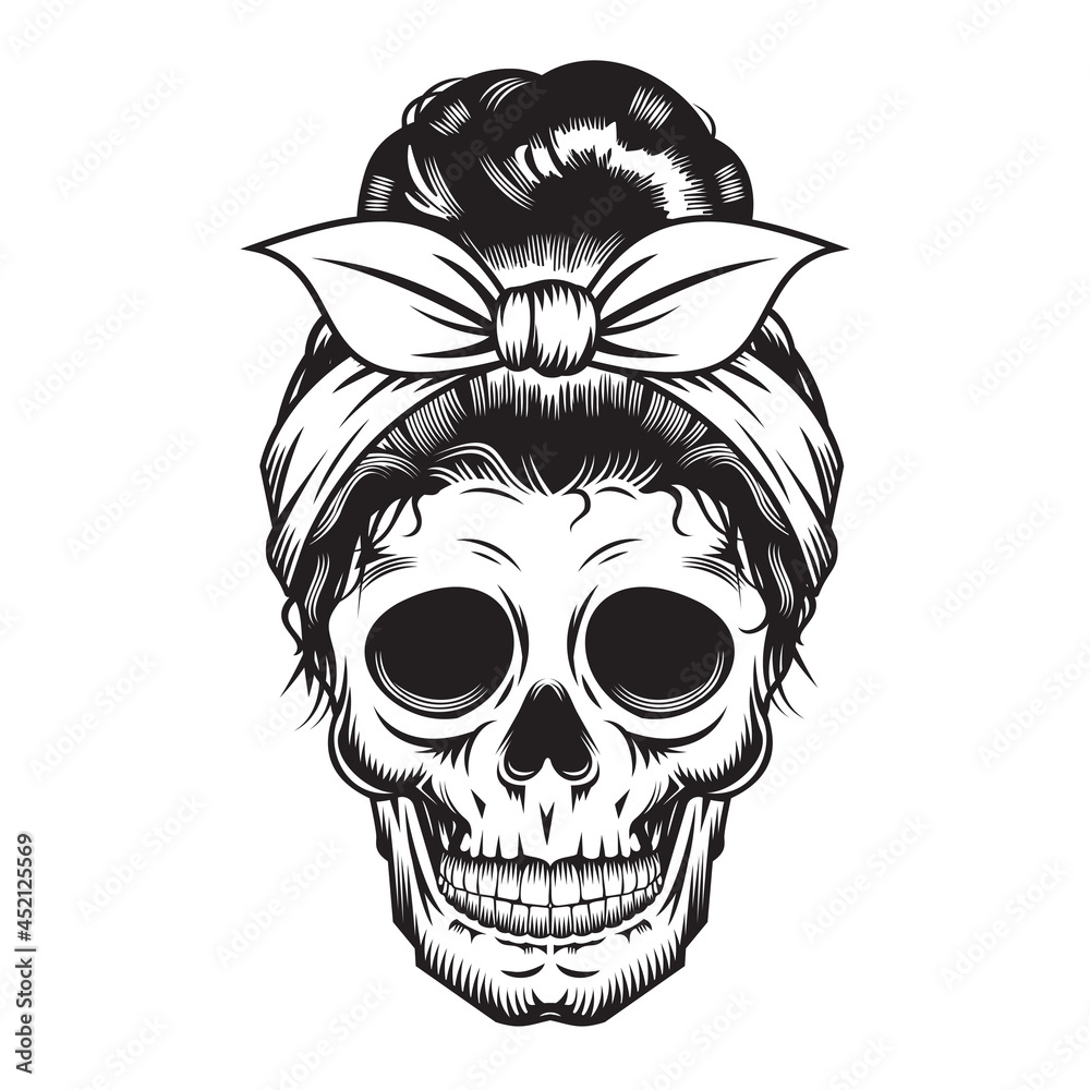 Fototapeta premium Skull Mom Head design on white background. Halloween. skull head logos or icons. vector illustration.