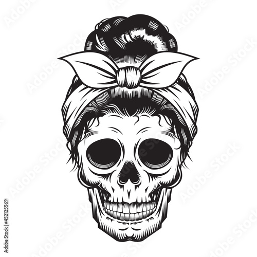Skull Mom Head design on white background. Halloween. skull head logos or icons. vector illustration.