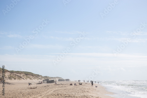 Leute am Strand. Tag an der Nordsee in Dänemark