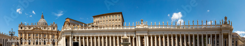Basilica of St. Peter in the Vatican and famous colonade in Rome, Italy.