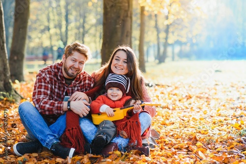 Portrait of family during the autumn