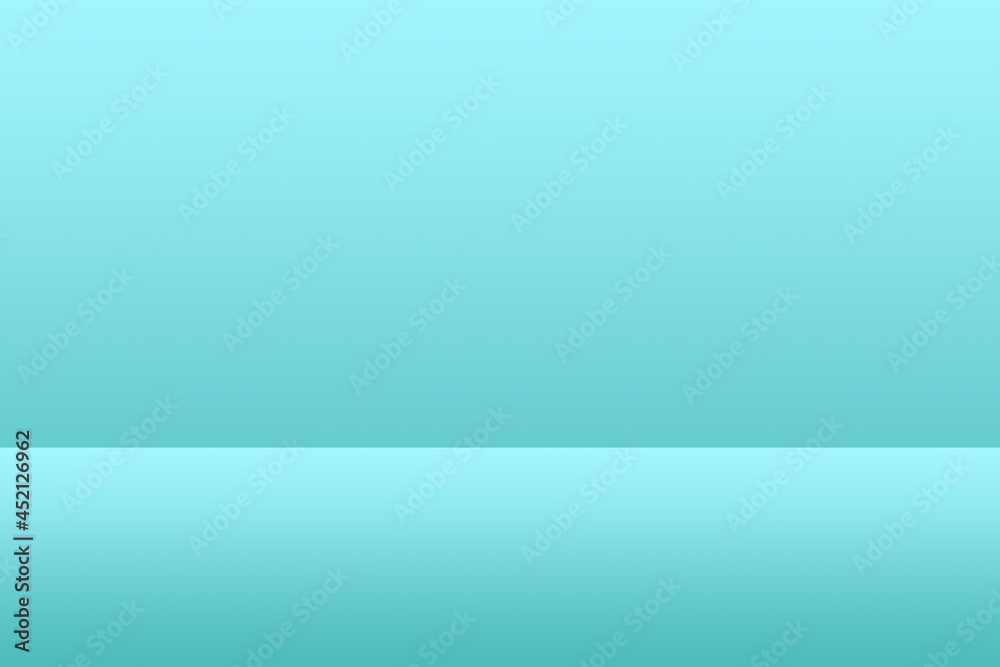 Blank cyan display on background with minimal style. Blank stand for showing product. 3D rendering.