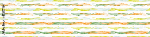 Summer tropical stripe seamless border pattern. Bright retro broken line banner edge. Fun gender neutral gift wrap masking taper decor washi ribbon trim in vector.