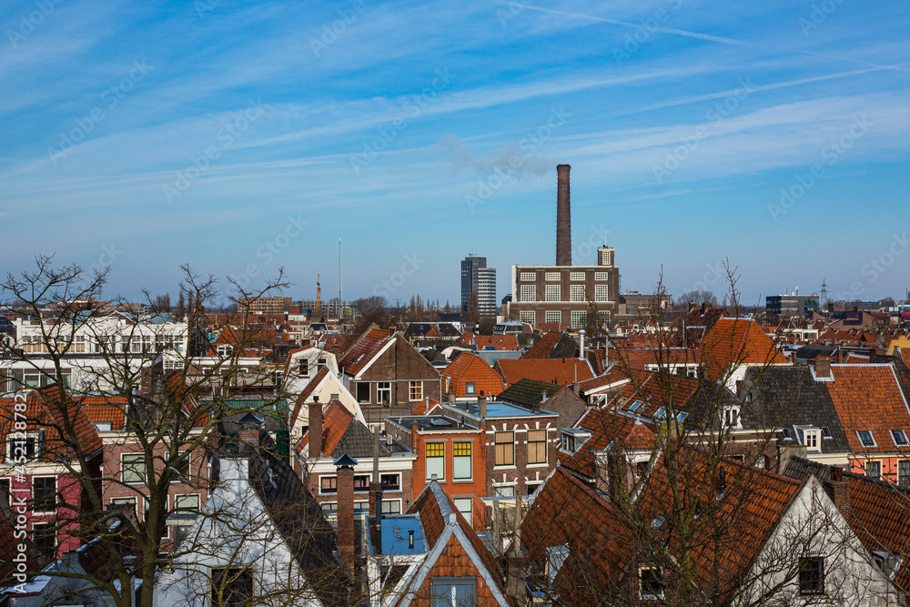 Fototapeta premium オランダ ライデンのライデン要塞から望む街並み