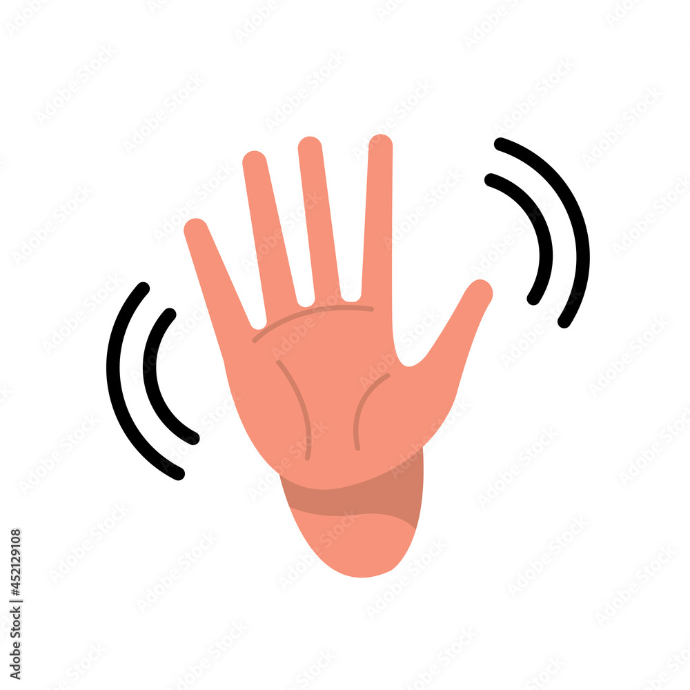 Hand wave waving hi or hello. illustration Hand wave waving hi or hello. illustration
