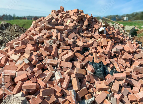 Obraz na plátne Pile of old house bricks dumped after building improvement work