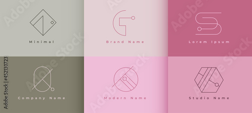 company minimal geometric shape style line logo concept