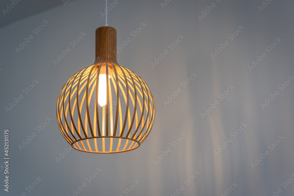 Modern wooden ceiling lamp light bulbs with interior for office building or home and living decoration style contemporary. Modern wooden ceiling lamp light bulbs with interior for office building or home and living decoration style contemporary.