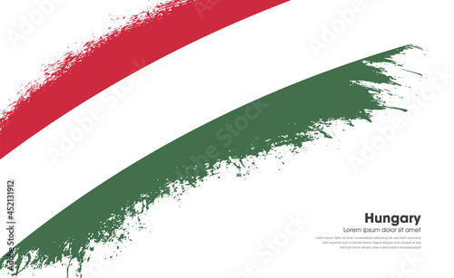 Abstract brush flag of Hungary country with curve style grunge brush painted flag on white background