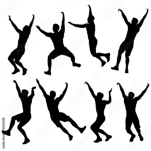 Silhouette of a pull up workout steps on a white background
