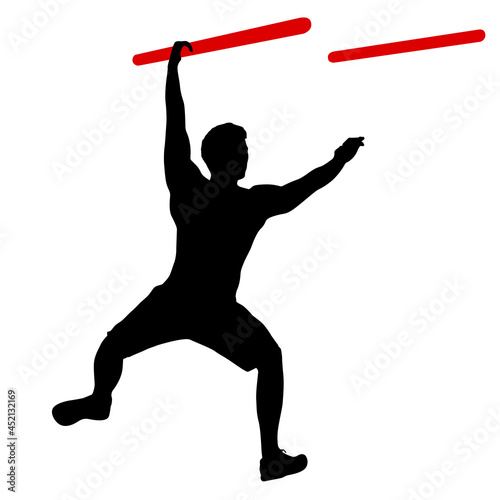 Silhouette of a pull up workout steps on a white background