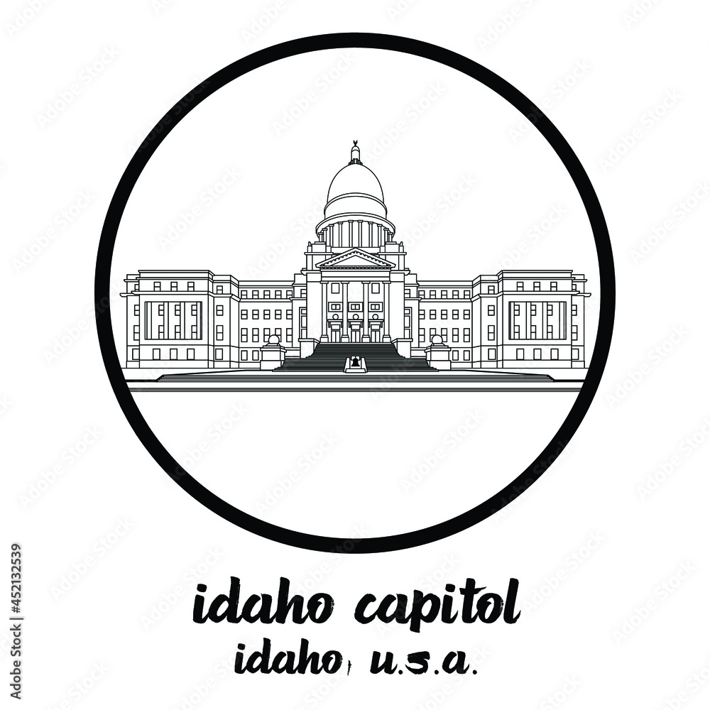 Circle icon line Idaho Capitol. vector illustration