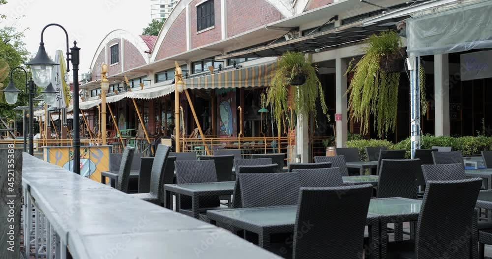 Restaurant fronts closed due Coronavirus Pandemic lockdown, empty tables and chairs in the bar restaurant, Economic downturn. Restaurant fronts closed due Coronavirus Pandemic lockdown, empty tables and chairs in the bar restaurant, Economic downturn.