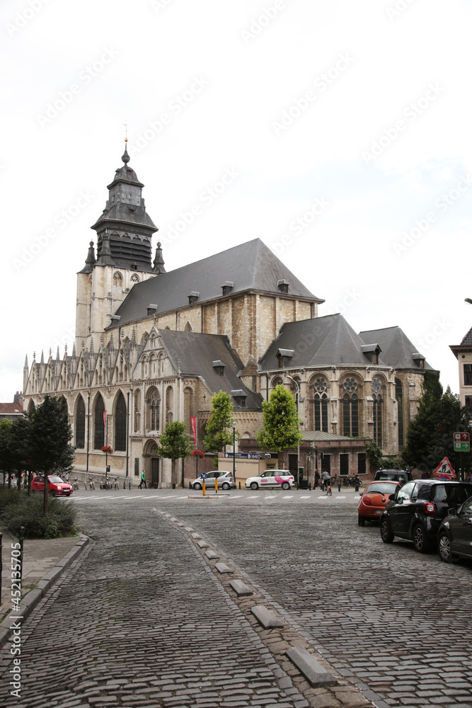 Fototapeta premium Brussels, Belgium. Gothic church Notre Dame de la Chapelle, XIII - XV centuries