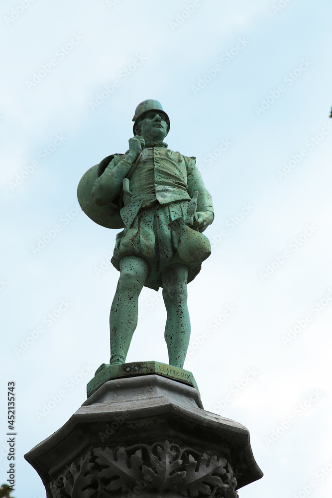 Brussels, Belgium. Statue of the Representative of the Crafts Guild in Petit Sablon Square 
