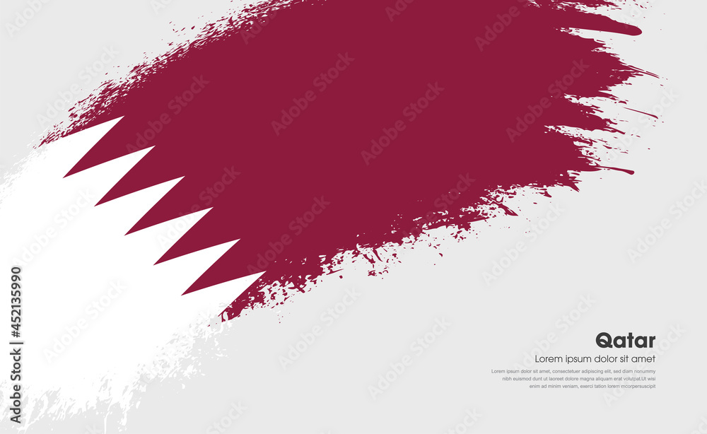 Abstract brush flag of Qatar country with curve style grunge brush painted flag on white background Abstract brush flag of Qatar country with curve style grunge brush painted flag on white background