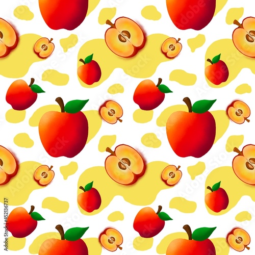 Colorful fruit on a square patterned background on a fabric background. original design pattern for backgroundCarpets  wallpapers  clothes  cloth wraps  batik  fabrics  sarongs  embroidered patterns