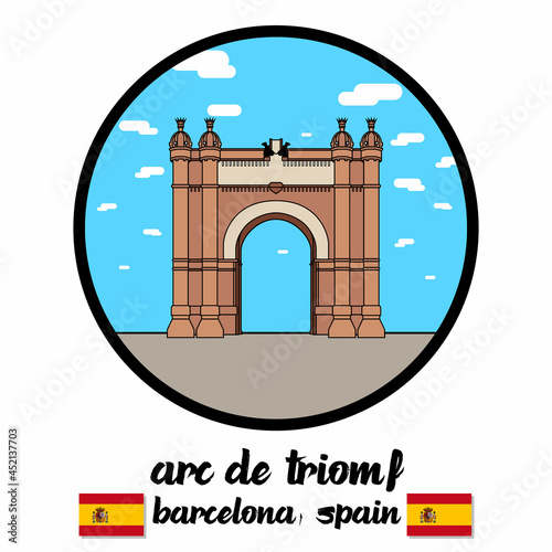 Circle icon Arc de Triomf. Vector illustration