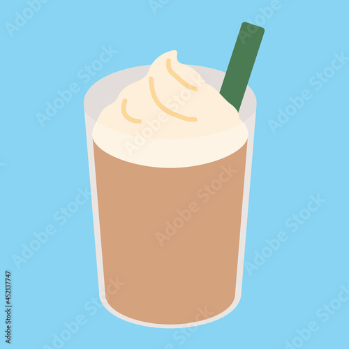 シンプルでかわいいアイスミルクコーヒーのイラスト