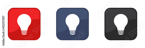 Lamp icons set. Idea lamp icon collection. Press the button. Web design. Vector illustration.