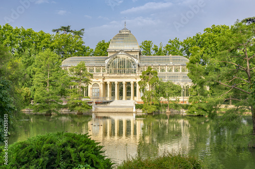 Ancient Crystal Palace (Palacio de Cristal) in the Retiro Park in Madrid, Spain