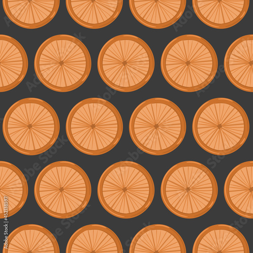 Orange slices vector seamless pattern. Hand drawn citrus fruit background, winter food pattern
